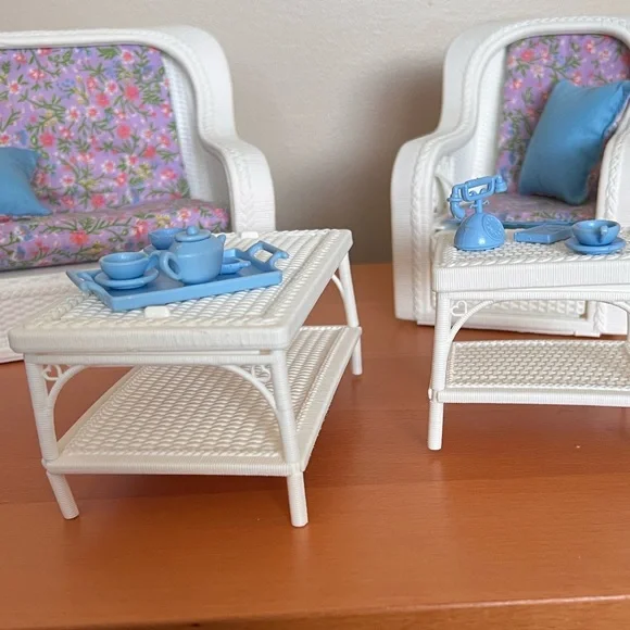 80s Barbie faux wicker furniture - Picture 3 of 13